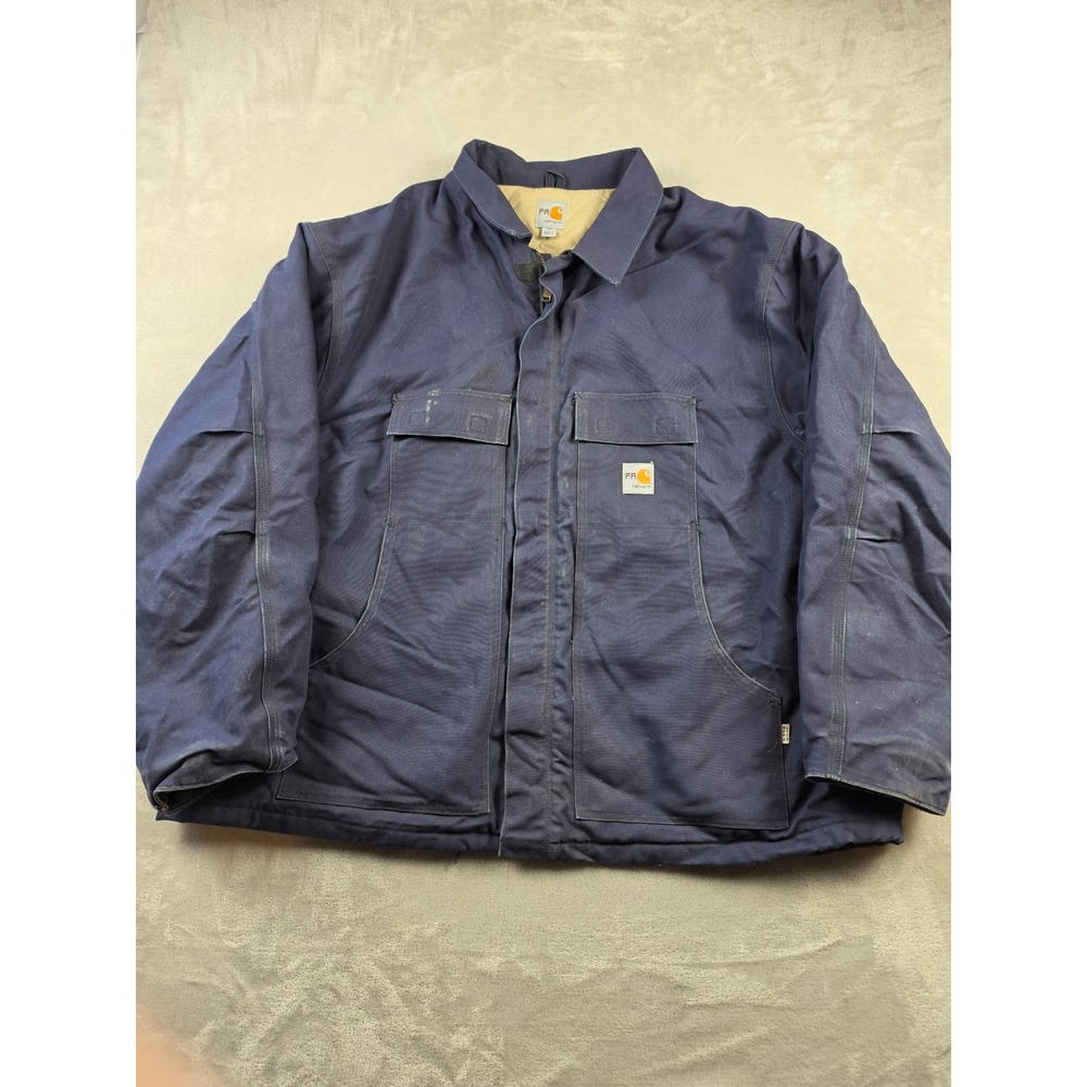 Carhartt FR Jacket Mens 4XL Blue Flame Resistant Quilt Lined Canvas Work Coat